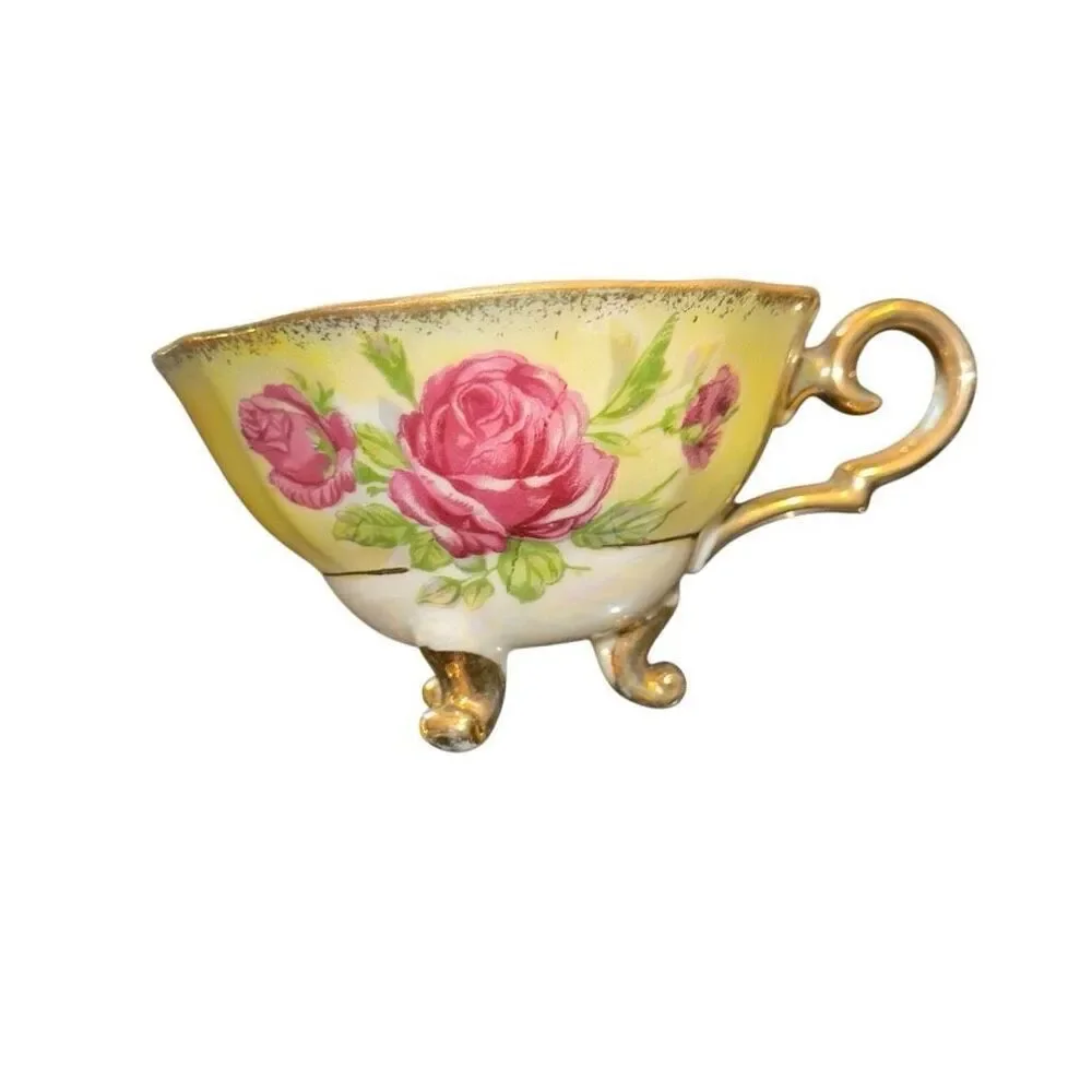 Vintage Shafford Iridescent Japan footed Teacup and Saucer Set laced Lusterware